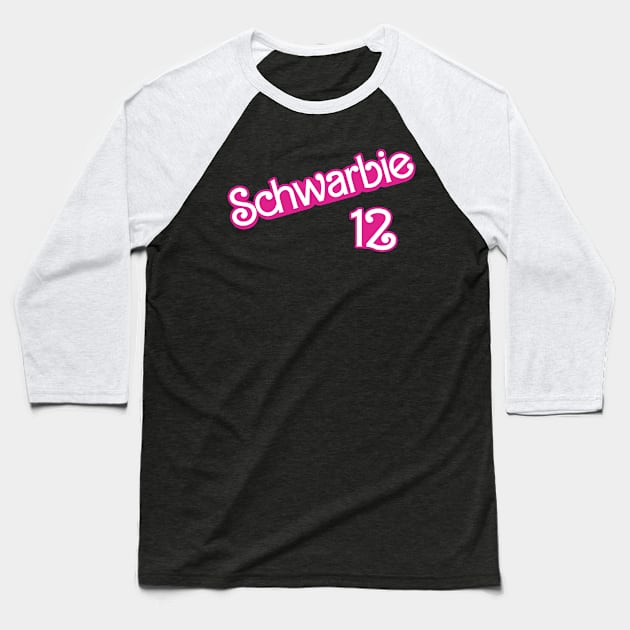 Schwarbie 12 Baseball T-Shirt by devilcat.art